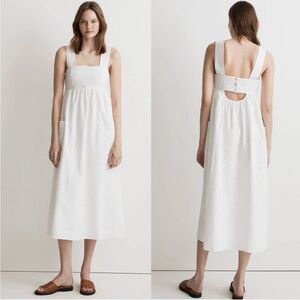 Madewell Cutout-Back Empire Midi Dress White Sz 10 NWT